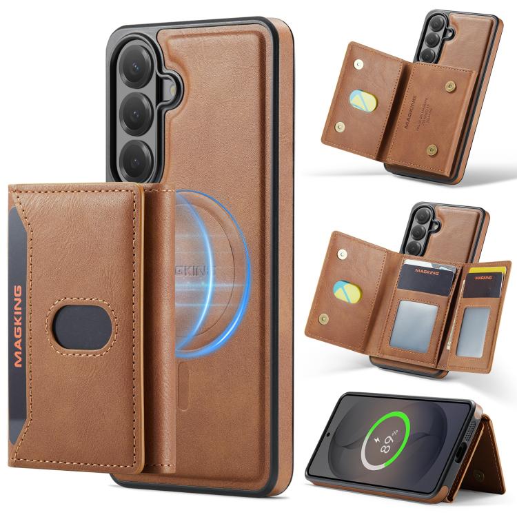 MAKGING Serie K5 Portafoglio pieghevole a tre ante con protezione RFID e custodia magnetica rimovibile per telefono, For Galaxy S26 FE 5G, For Galaxy S26+ 5G, For Galaxy S26 Ultra 5G