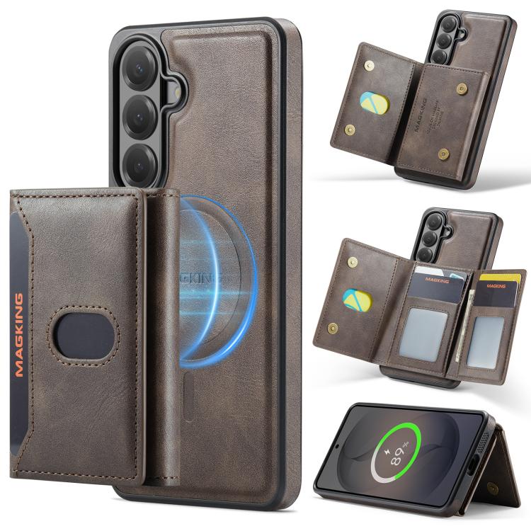 MAKGING Serie K5 Portafoglio pieghevole a tre ante con protezione RFID e custodia magnetica rimovibile per telefono, For Galaxy S26 FE 5G, For Galaxy S26+ 5G, For Galaxy S26 Ultra 5G