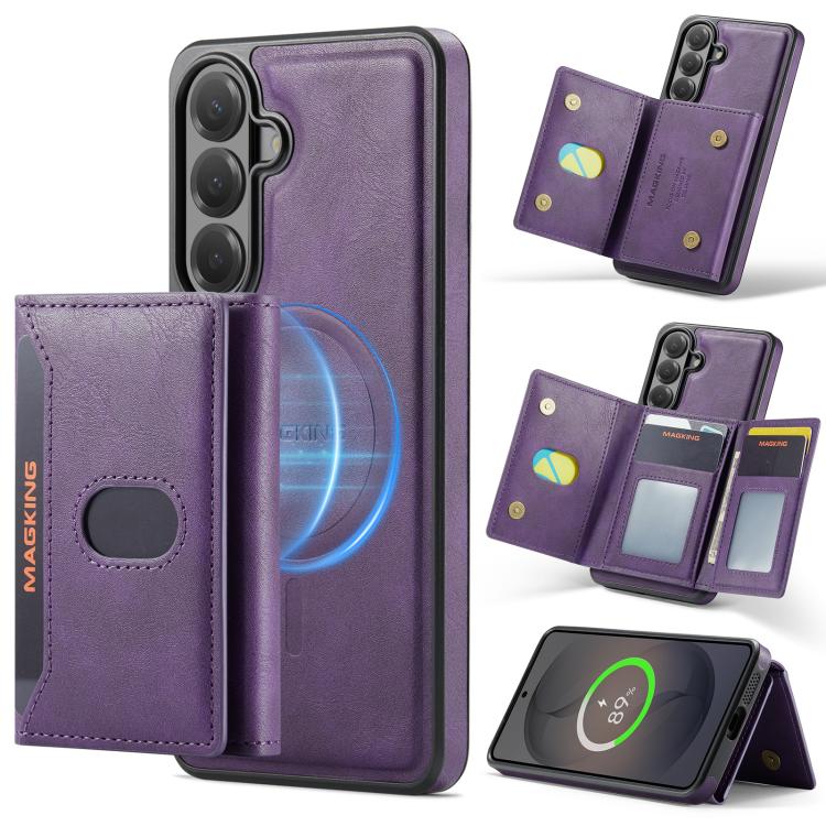 MAKGING Serie K5 Portafoglio pieghevole a tre ante con protezione RFID e custodia magnetica rimovibile per telefono, For Galaxy S26 FE 5G, For Galaxy S26+ 5G, For Galaxy S26 Ultra 5G