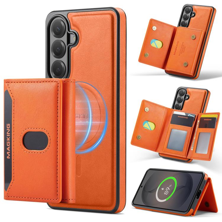 MAKGING Serie K5 Portafoglio pieghevole a tre ante con protezione RFID e custodia magnetica rimovibile per telefono, For Galaxy S26 FE 5G, For Galaxy S26+ 5G, For Galaxy S26 Ultra 5G