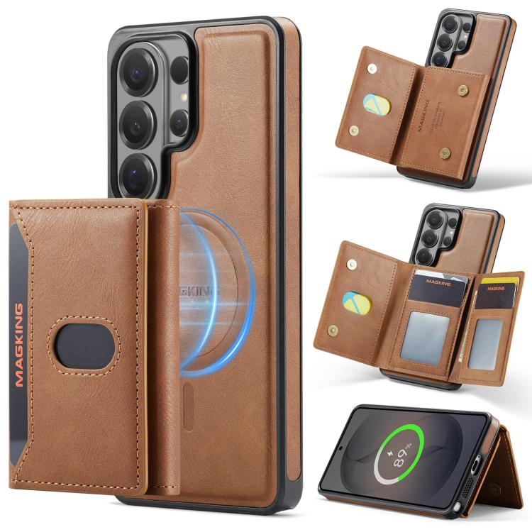 MAKGING Serie K5 Portafoglio pieghevole a tre ante con protezione RFID e custodia magnetica rimovibile per telefono, For Galaxy S26 FE 5G, For Galaxy S26+ 5G, For Galaxy S26 Ultra 5G