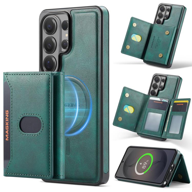 MAKGING Serie K5 Portafoglio pieghevole a tre ante con protezione RFID e custodia magnetica rimovibile per telefono, For Galaxy S26 FE 5G, For Galaxy S26+ 5G, For Galaxy S26 Ultra 5G