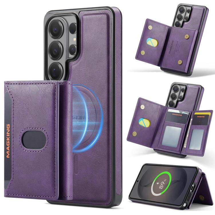 MAKGING Serie K5 Portafoglio pieghevole a tre ante con protezione RFID e custodia magnetica rimovibile per telefono, For Galaxy S26 FE 5G, For Galaxy S26+ 5G, For Galaxy S26 Ultra 5G