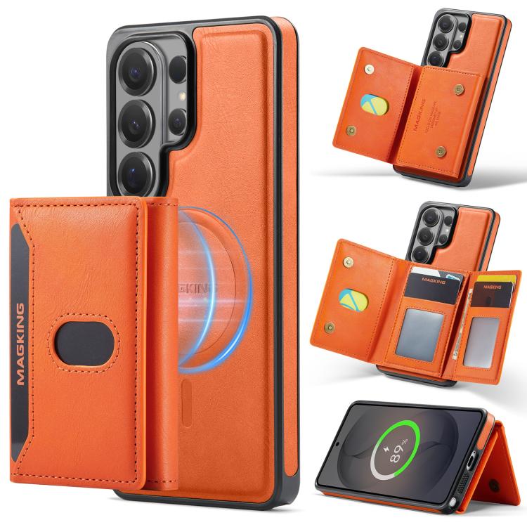 MAKGING Serie K5 Portafoglio pieghevole a tre ante con protezione RFID e custodia magnetica rimovibile per telefono, For Galaxy S26 FE 5G, For Galaxy S26+ 5G, For Galaxy S26 Ultra 5G