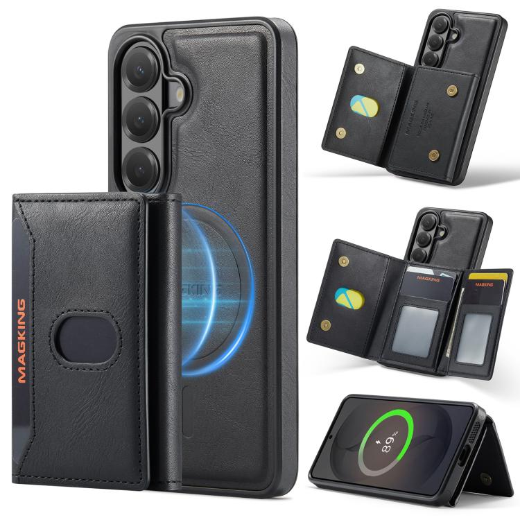MAKGING Serie K5 Portafoglio pieghevole a tre ante con protezione RFID e custodia magnetica rimovibile per telefono, For Galaxy S26 5G