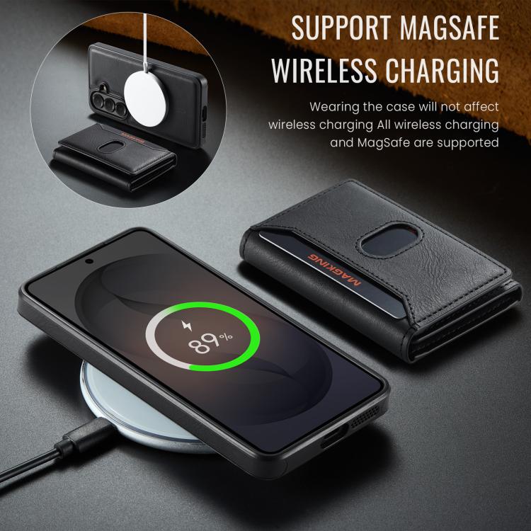 MAKGING Serie K5 Portafoglio pieghevole a tre ante con protezione RFID e custodia magnetica rimovibile per telefono, For Galaxy S26 5G