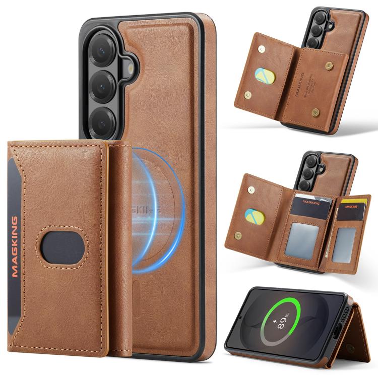 MAKGING Serie K5 Portafoglio pieghevole a tre ante con protezione RFID e custodia magnetica rimovibile per telefono, For Galaxy S26 5G