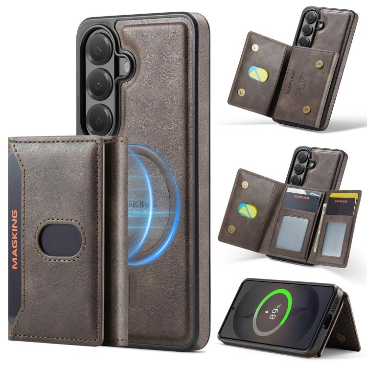 MAKGING Serie K5 Portafoglio pieghevole a tre ante con protezione RFID e custodia magnetica rimovibile per telefono, For Galaxy S26 5G