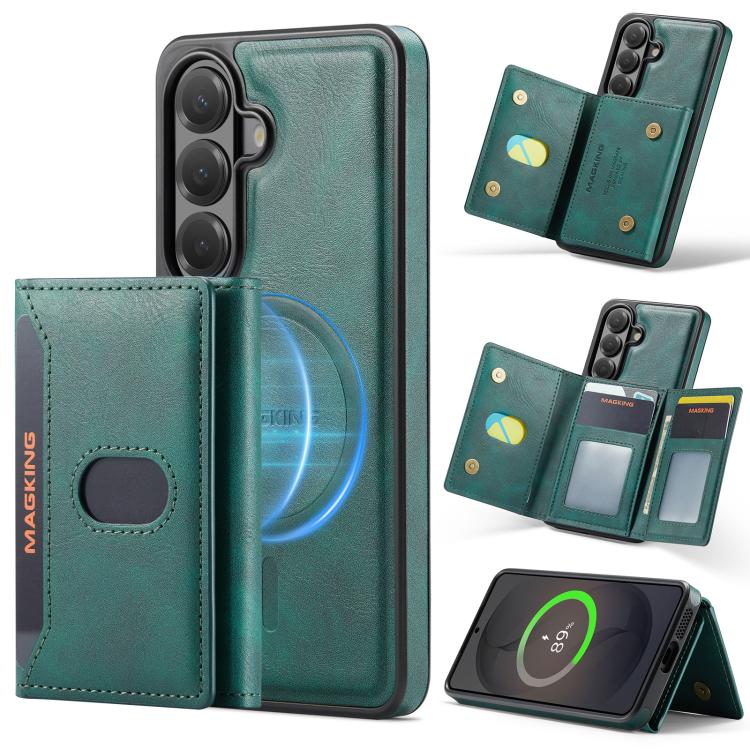 MAKGING Serie K5 Portafoglio pieghevole a tre ante con protezione RFID e custodia magnetica rimovibile per telefono, For Galaxy S26 5G