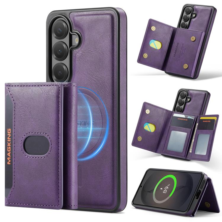MAKGING Serie K5 Portafoglio pieghevole a tre ante con protezione RFID e custodia magnetica rimovibile per telefono, For Galaxy S26 5G