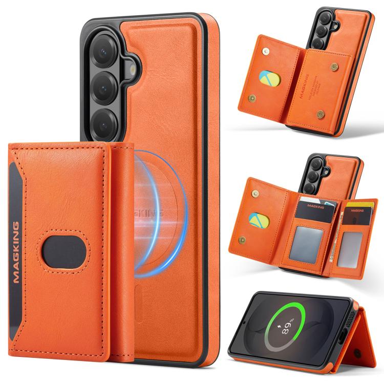 MAKGING Serie K5 Portafoglio pieghevole a tre ante con protezione RFID e custodia magnetica rimovibile per telefono, For Galaxy S26 5G