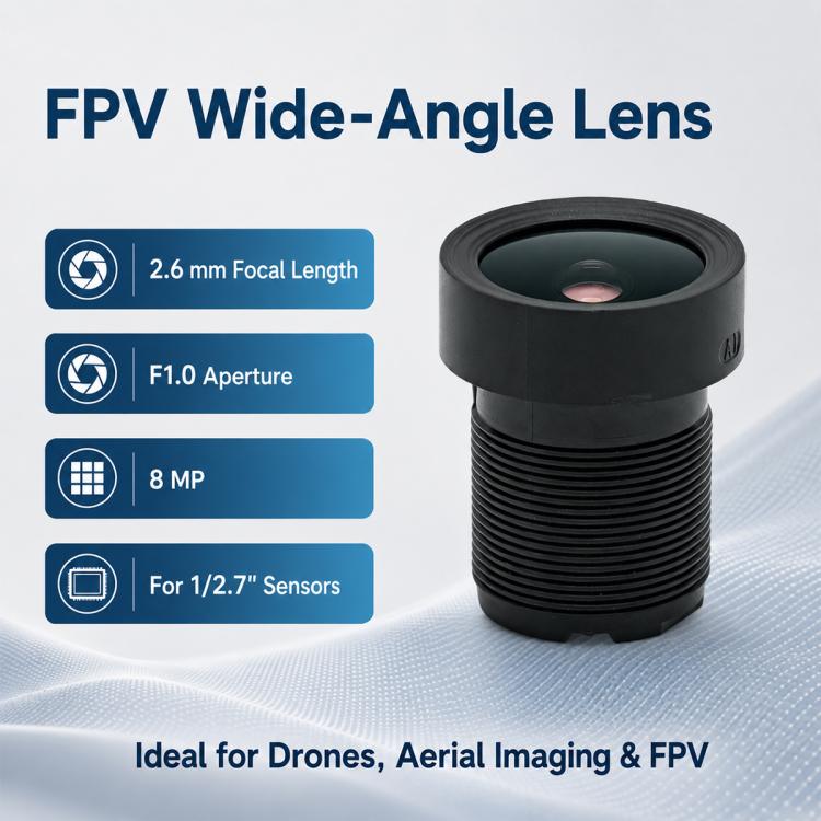 Obiettivo per fotocamera FPV per drone, 1/2,7 pollici F1.0 8MP grandangolare a fuoco fisso, FPV Drone Camera Lens