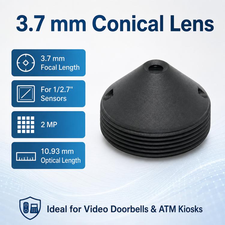 Lente conica da 3,7 mm, attacco M12 da 1/2,7 pollici, per videocitofono di sicurezza., 3.7mm Cone Lens