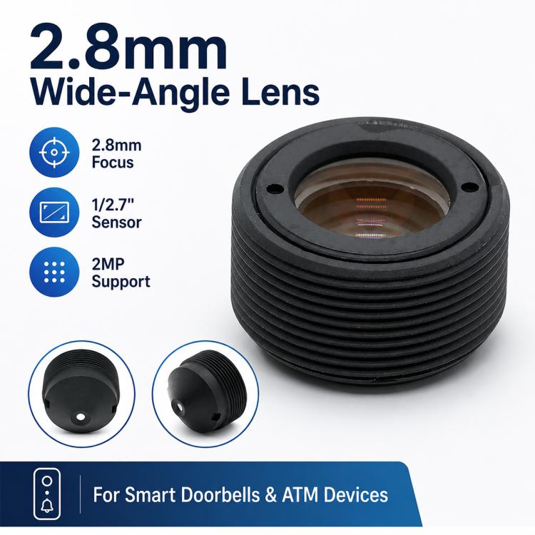 Obiettivo ottico grandangolare HD da 2 MP con punta da 2,8 mm e risoluzione 1/2,7 pollici per la videosorveglianza domestica intelligente., 2.8mm Pointed Lens