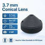 Obiettivo per videocamera/sportello bancomat con punta da 3,7 mm M12 da 1/3 di pollice e 2 MP, 3.7mm M12 Lens