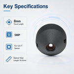 Lente appuntita da 8 mm, compatibile con chip da 1/2,7" per ispezione industriale, scansione della pelle, riconoscimento facciale e controllo accessi., 8mm Pointed Lens