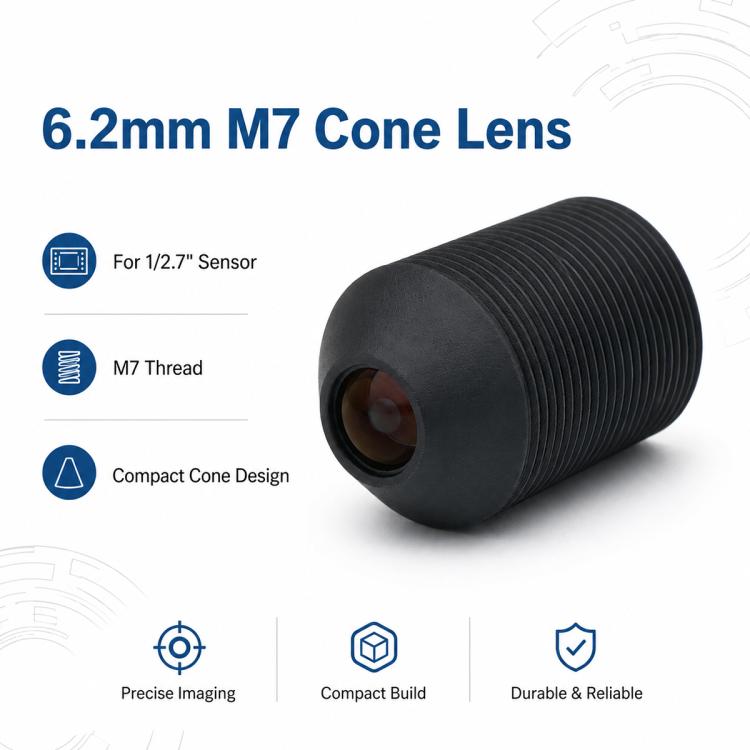 Modulo compatto per fotocamera con obiettivo ottico a cono da 6,2 mm con messa a fuoco fissa M7., 6.2mm M7 Cone Lens