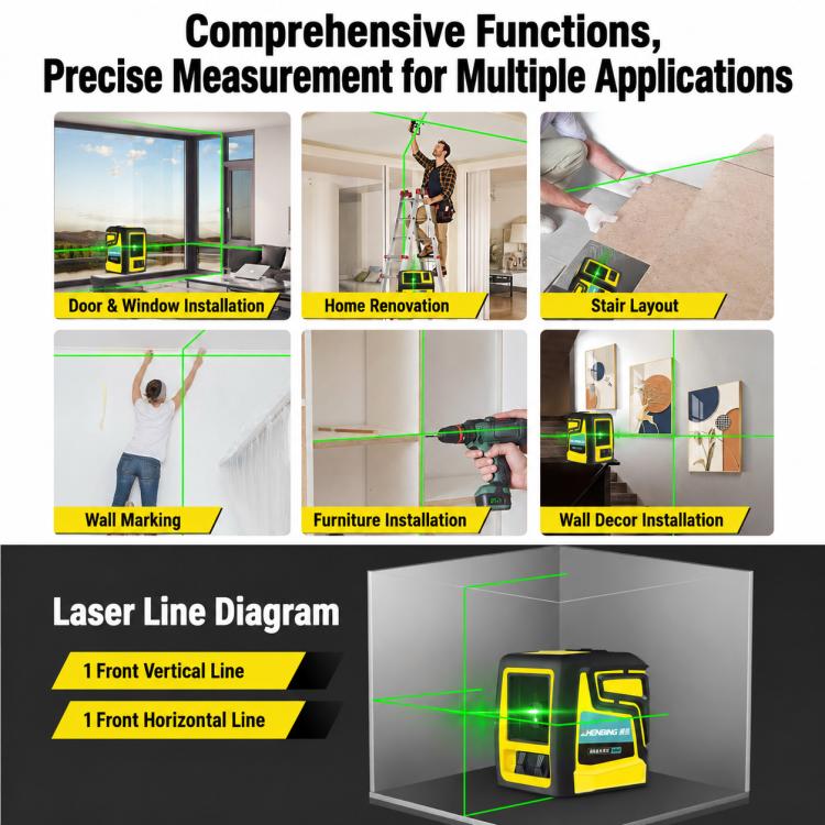 Livella laser portatile ad alta precisione ZHENBING con staffa a L, AA Batteries, Built-in Li-battery
