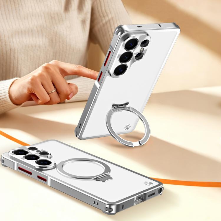 Custodia per telefono in metallo con pannello posteriore opaco e supporto magnetico., For Galaxy S26 Ultra 5G, For Galaxy S25 Ultra 5G