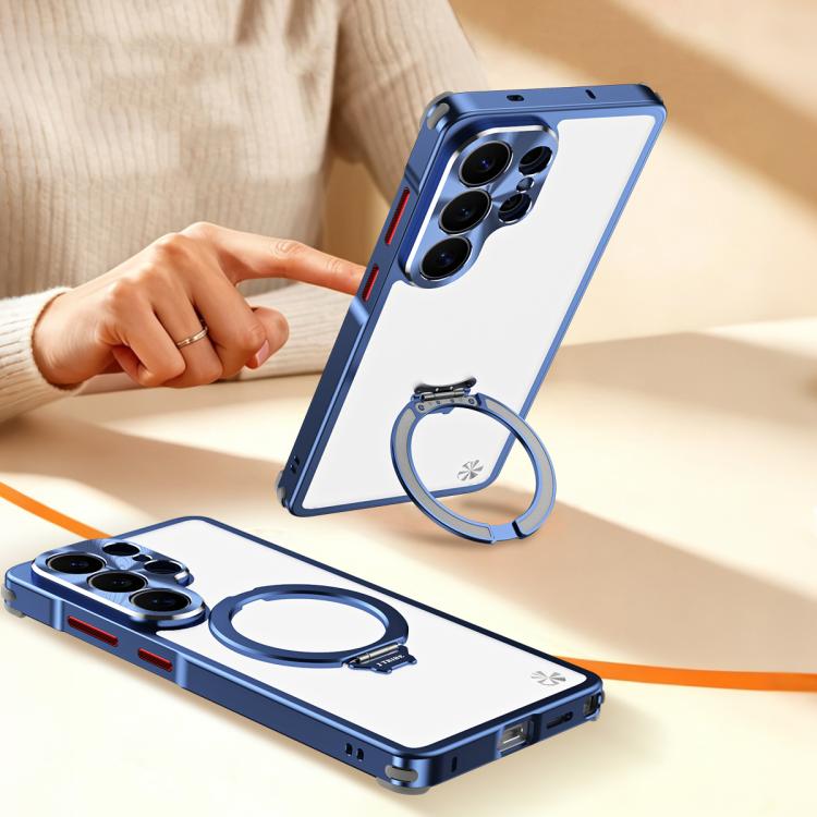 Custodia per telefono in metallo con pannello posteriore opaco e supporto magnetico., For Galaxy S26 Ultra 5G, For Galaxy S25 Ultra 5G