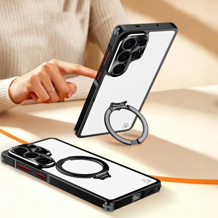 Custodia per telefono in metallo con pannello posteriore opaco e supporto magnetico., For Galaxy S26 Ultra 5G, For Galaxy S25 Ultra 5G