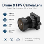 Modulo obiettivo FPV ultra grandangolare HD da 4 MP con apertura F2.0 da 1/2,9 pollici per fotografia aerea e trasmissione di immagini., F2.0 4MP HD Lens