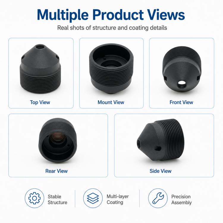 Lente conica appuntita da 6 mm, compatibile con scanner di codici a barre da 1/2,7 pollici, riconoscimento, terminale self-service, rilevamento volti, imaging HD., 6mm Pointed Cone Lens