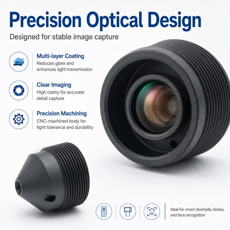 Lente conica appuntita da 6 mm, compatibile con scanner di codici a barre da 1/2,7 pollici, riconoscimento, terminale self-service, rilevamento volti, imaging HD., 6mm Pointed Cone Lens