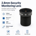 Obiettivo per telecamera di sicurezza da 3 MP (1/2,7 pollici) da 2,8 mm, videocitofono, retrovisore auto, smart home, obiettivo HD, 2.8mm 1/2.7 inch Lens