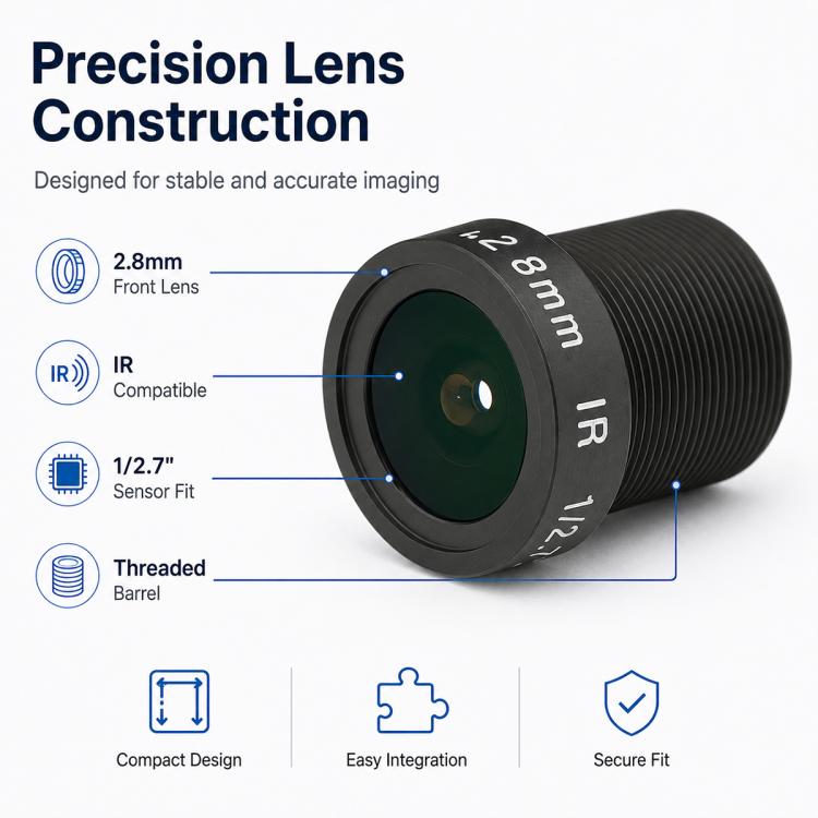 Obiettivo per telecamera di sicurezza da 3 MP (1/2,7 pollici) da 2,8 mm, videocitofono, retrovisore auto, smart home, obiettivo HD, 2.8mm 1/2.7 inch Lens
