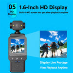 DV01 Fotocamera sportiva tascabile portatile con obiettivo girevole a 180°, WiFi+32G, WiFi+64G, WiFi+128G, Non-WiFi, Non-WiFi+32G, Non-WiFi+64G, Non-WiFi+128G
