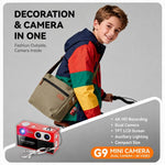 Mini fotocamera portatile portachiavi G9 4K con doppia fotocamera, schermo IPS rotante da 1,97 pollici.