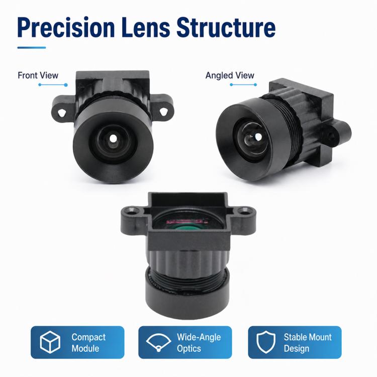 Obiettivo per telecamera robotizzata per tosaerba, sensore da 5 MP da 1/2,5 pollici, obiettivo binoculare per riconoscimento facciale, design a bassa distorsione., Robotic Mower Camera Lens