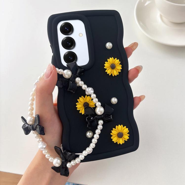 Custodia per telefono con ciondolo a forma di margherita e perla color macaron, con catena a bracciale., For Galaxy A16 5G / 4G