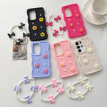 Custodia per telefono con ciondolo a forma di margherita e perla color macaron, con catena a bracciale., For Galaxy A16 5G / 4G