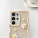 Custodia per telefono con ciondolo a forma di margherita e perla color macaron, con catena a bracciale., For Galaxy A16 5G / 4G