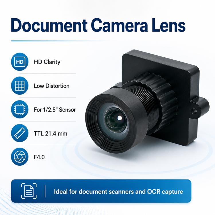 Obiettivo HD a bassa distorsione con sensore da 1/2,5 pollici per fotografia di documenti, scansione di carte d'identità e riconoscimento di ricevute., Low Distortion HD Lens