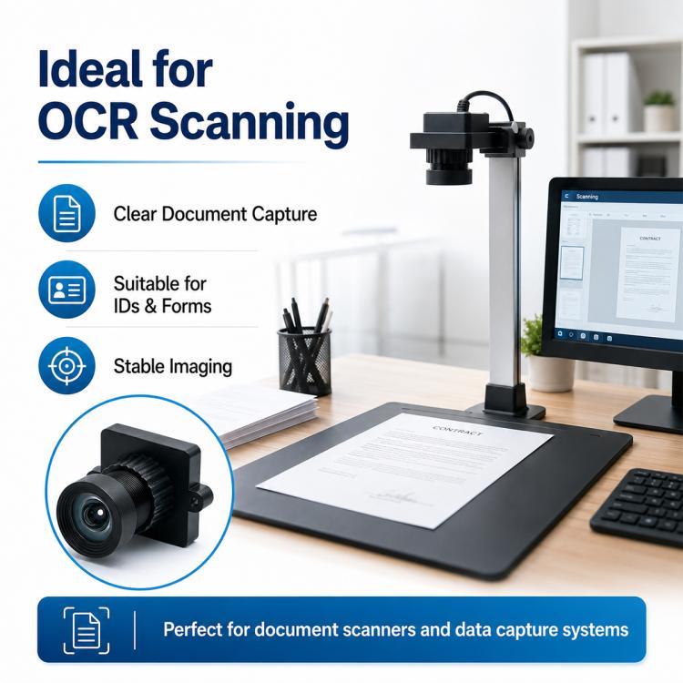 Obiettivo HD a bassa distorsione con sensore da 1/2,5 pollici per fotografia di documenti, scansione di carte d'identità e riconoscimento di ricevute., Low Distortion HD Lens