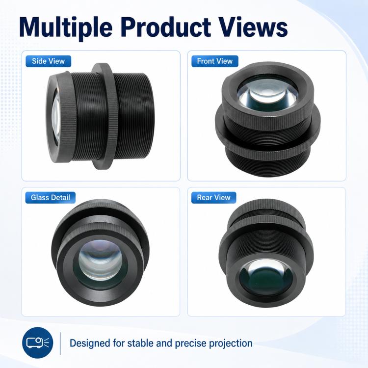 Obiettivo per proiettore pubblicitario, compatibile con pellicola da 25 mm, rapporto di proiezione 1:0,5, obiettivo ad alta definizione, alta luminosità e bassa distorsione., rojection Light Lens