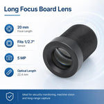 Obiettivo teleobiettivo da 20 mm, HD 5 MP, sensibile agli infrarossi per sensore da 1/2,5 pollici, per videosorveglianza., 20mm Telephoto Lens
