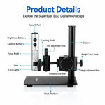 Lente d'ingrandimento per microscopio digitale Supereyes B013 da 12 MP