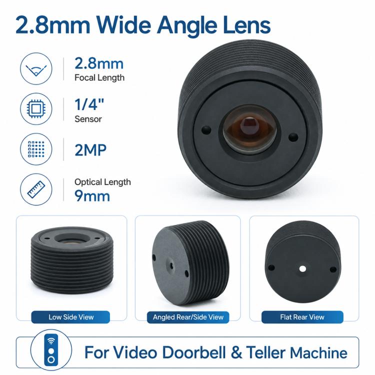 Lente cilindrica da 2,8 mm, sensore da 1/4 di pollice per videocitofoni, sportelli automatici bancari e moduli telecamera per sportelli bancomat., mm Cylindrical Lens