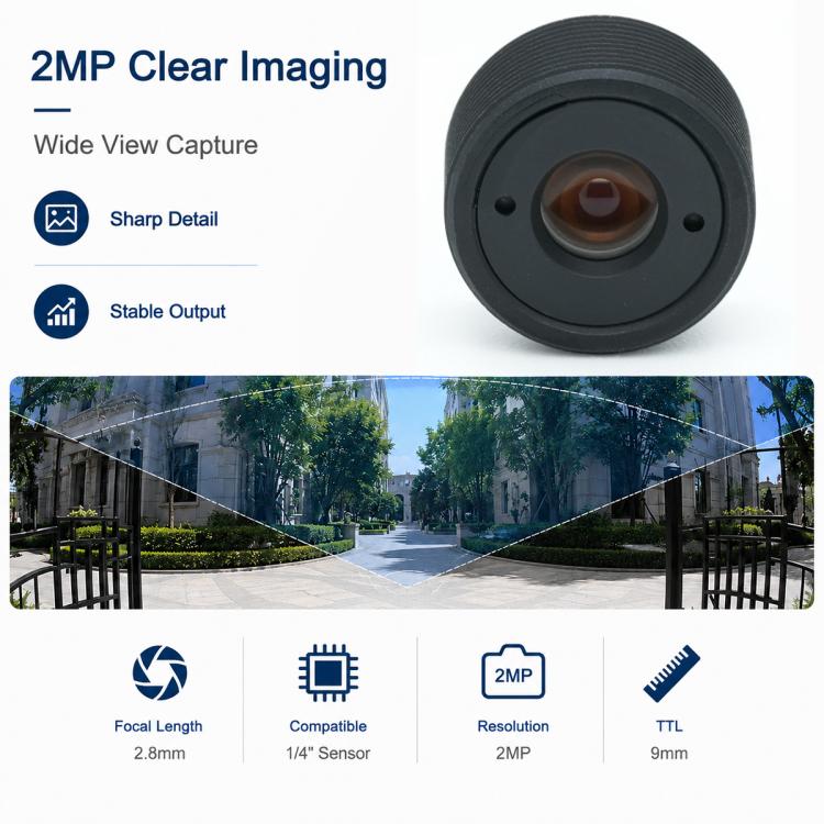 Lente cilindrica da 2,8 mm, sensore da 1/4 di pollice per videocitofoni, sportelli automatici bancari e moduli telecamera per sportelli bancomat., mm Cylindrical Lens