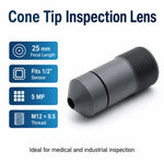 Obiettivo conico appuntito da 25 mm, interfaccia M12, obiettivo per visione artificiale industriale da 5 MP per sensori da 1/2 pollice, imaging a lunga distanza, 25mm Pointed Cone Lens