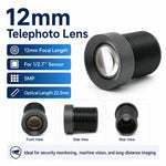 Obiettivo di sorveglianza teleobiettivo da 12 mm, obiettivo a infrarossi HD da 5 MP a bassa distorsione per sensori da 1/2,7 pollici., 12mm Telephoto Surveillance Lens