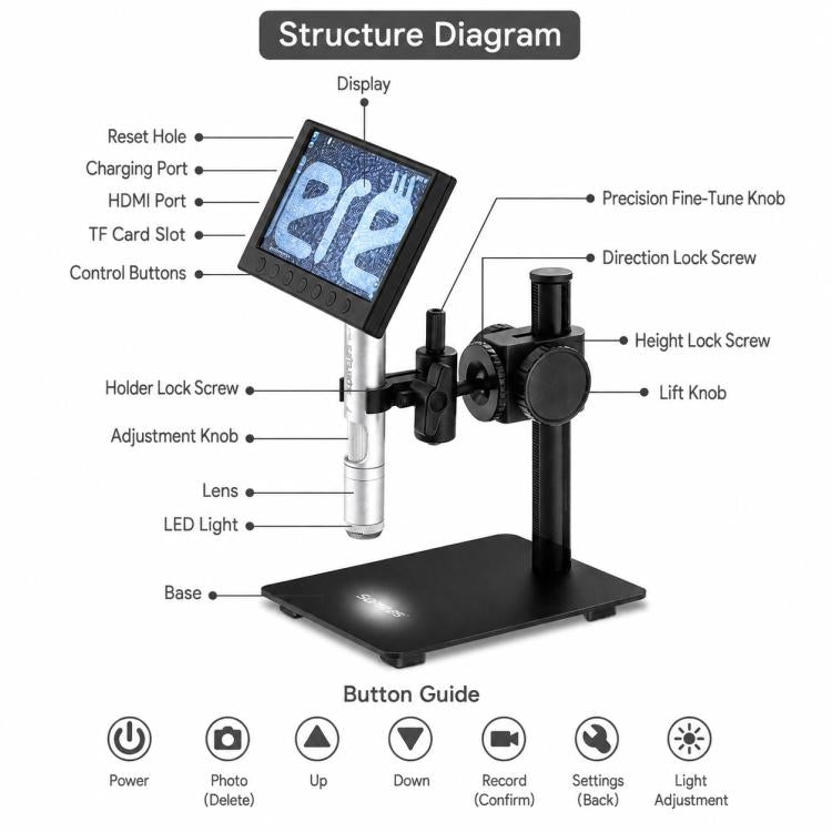 Microscopio digitale Supereyes P003 500X con display HD