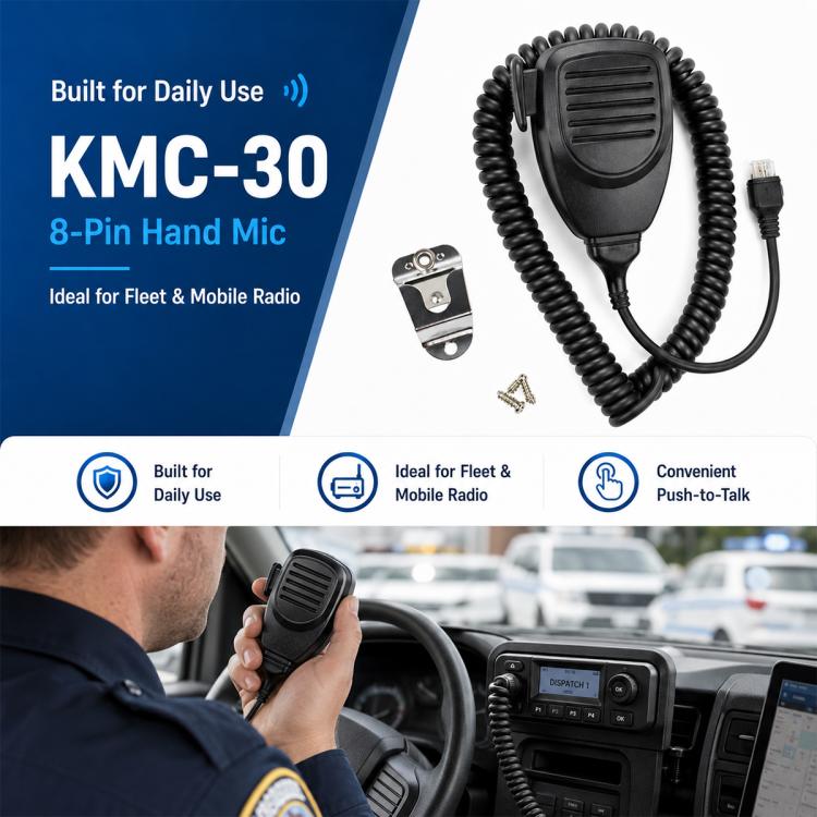 Microfono a spalla con altoparlante a 8 pin per KENWOOD TK8108 / TK7180, without Hook, with Hook