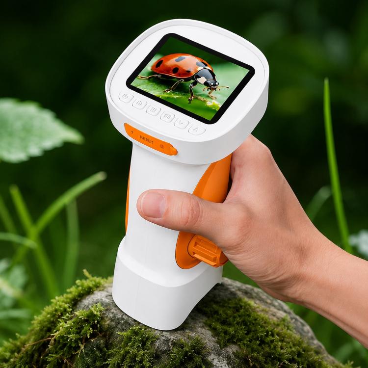 Microscopio digitale portatile per bambini con ingrandimento 1000x e display IPS da 2,4 pollici.