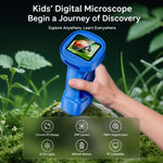 Microscopio digitale portatile per bambini con ingrandimento 1000x e display IPS da 2,4 pollici.