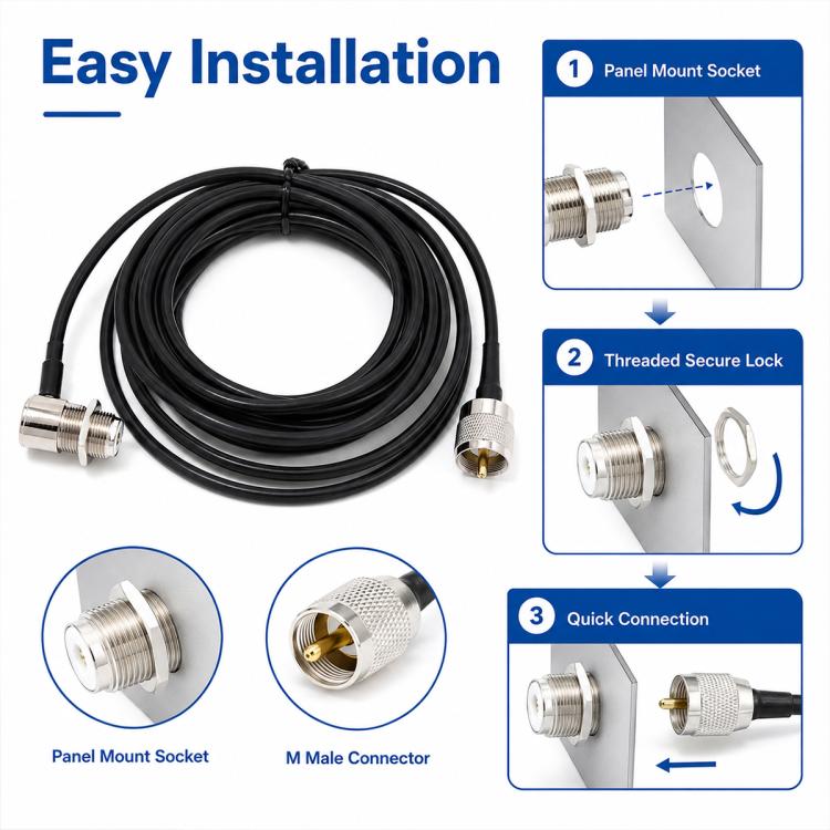 Cavo di prolunga per antenna autoradio UHF da 5 m con connettori SO239.